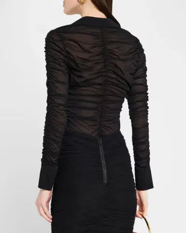 ALICE + OLIVIA Portia Fitted Mesh Button-Front Shirt | Thumbnail 2 ALICE + OLIVIA Portia Fitted Mesh Button-Front Shirt | Thumbnail 2