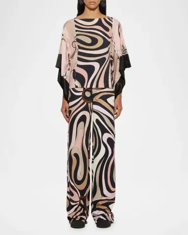 Pucci Marmo-Print Gabardine Stretch Wide-Leg Pants | Thumbnail 2 Pucci Marmo-Print Gabardine Stretch Wide-Leg Pants | Thumbnail 2