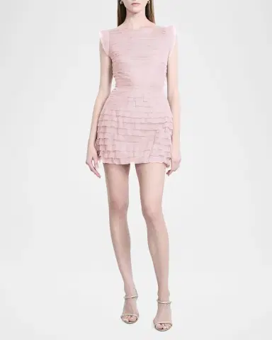 BCBGMAXAZRIA Sleeveless Tiered Tulle Mini Dress | Thumbnail 2 BCBGMAXAZRIA Sleeveless Tiered Tulle Mini Dress | Thumbnail 2