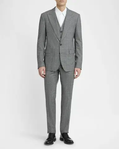 Dolce & Gabbana Men's Wool Glen Plaid Three-Piece Suit | Thumbnail 2 Dolce & Gabbana Men's Wool Glen Plaid Three-Piece Suit | Thumbnail 2