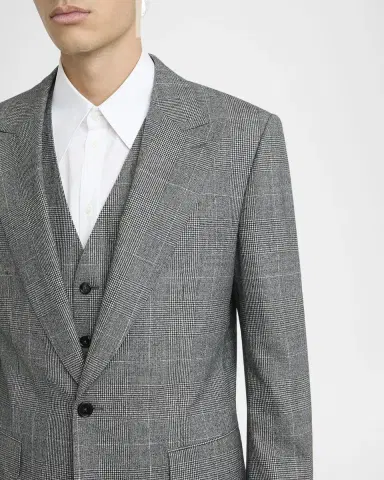Dolce & Gabbana Men's Wool Glen Plaid Three-Piece Suit | Thumbnail 5 Dolce & Gabbana Men's Wool Glen Plaid Three-Piece Suit | Thumbnail 5
