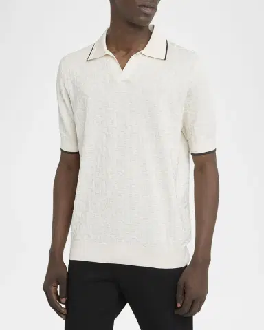 Dolce & Gabbana Men 's Silk DG Jacquard Knit Polo Shirt | Thumbnail 4 Dolce & Gabbana Men 's Silk DG Jacquard Knit Polo Shirt | Thumbnail 4
