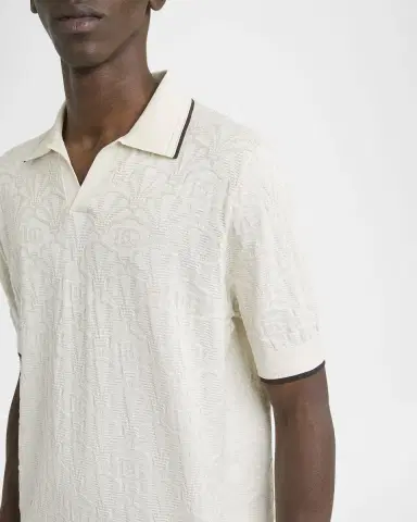 Dolce & Gabbana Men 's Silk DG Jacquard Knit Polo Shirt | Thumbnail 5 Dolce & Gabbana Men 's Silk DG Jacquard Knit Polo Shirt | Thumbnail 5