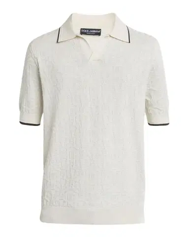 Dolce & Gabbana Men 's Silk DG Jacquard Knit Polo Shirt | Thumbnail 1 Dolce & Gabbana Men 's Silk DG Jacquard Knit Polo Shirt | Thumbnail 1