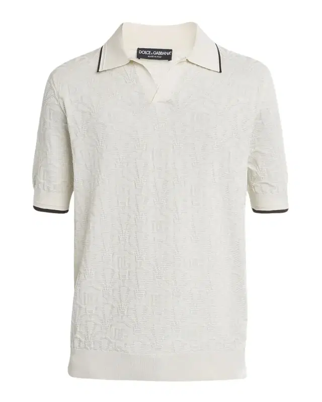 Men 's Silk DG Jacquard Knit Polo Shirt Men 's Silk DG Jacquard Knit Polo Shirt