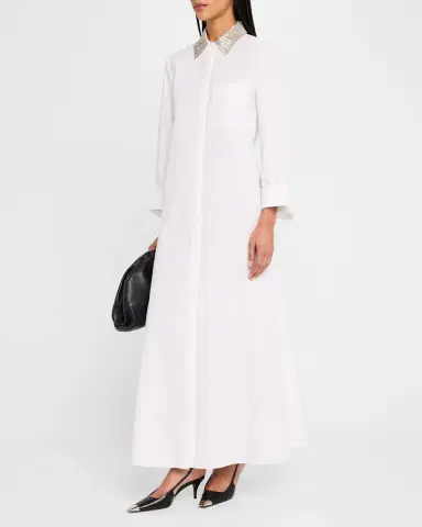 TWP Jennys Gown Maxi Shirtdress with Crystal Collar | Thumbnail 4 TWP Jennys Gown Maxi Shirtdress with Crystal Collar | Thumbnail 4