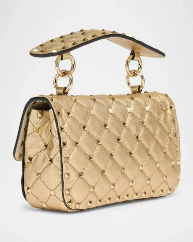 Valentino Garavani Quilted Rockstud Laminated Leather Top-Handle Bag | Thumbnail 3 Valentino Garavani Quilted Rockstud Laminated Leather Top-Handle Bag | Thumbnail 3