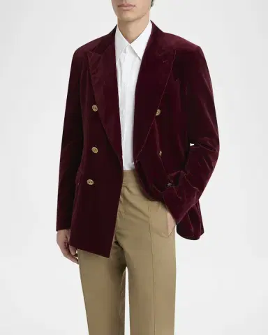 Dolce & Gabbana Men's Velvet Double-Breasted Peak Lapel Dinner Jacket | Thumbnail 4 Dolce & Gabbana Men's Velvet Double-Breasted Peak Lapel Dinner Jacket | Thumbnail 4