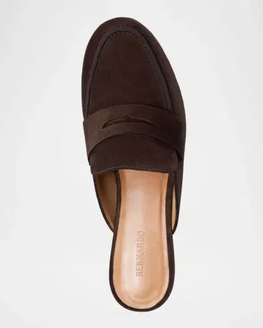 Bernardo Suede Penny Loafer Mules | Thumbnail 3 Bernardo Suede Penny Loafer Mules | Thumbnail 3