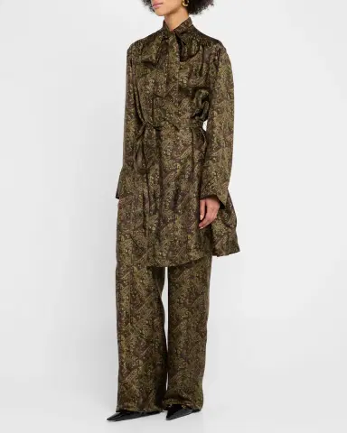 Saint Laurent Neck-Tie Cashmere Twill Dress | Thumbnail 2 Saint Laurent Neck-Tie Cashmere Twill Dress | Thumbnail 2