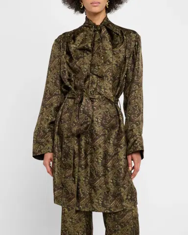 Saint Laurent Neck-Tie Cashmere Twill Dress | Thumbnail 4 Saint Laurent Neck-Tie Cashmere Twill Dress | Thumbnail 4