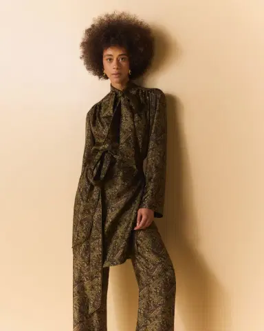 Saint Laurent Neck-Tie Cashmere Twill Dress | Thumbnail 5 Saint Laurent Neck-Tie Cashmere Twill Dress | Thumbnail 5