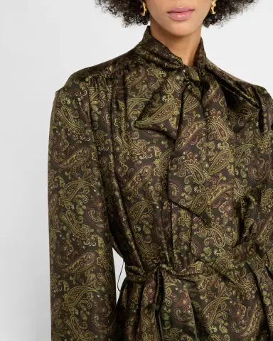 Saint Laurent Neck-Tie Cashmere Twill Dress | Thumbnail 6 Saint Laurent Neck-Tie Cashmere Twill Dress | Thumbnail 6