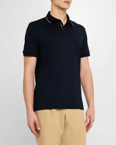 Orlebar Brown Men's Dominic Short-Sleeve Fine Ribbon Polo Shirt | Thumbnail 3 Orlebar Brown Men's Dominic Short-Sleeve Fine Ribbon Polo Shirt | Thumbnail 3