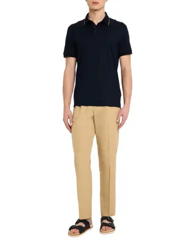 Orlebar Brown Men's Dominic Short-Sleeve Fine Ribbon Polo Shirt | Thumbnail 1 Orlebar Brown Men's Dominic Short-Sleeve Fine Ribbon Polo Shirt | Thumbnail 1