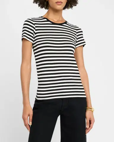Majestic Filatures Soft Touch Crewneck Striped Jersey T-Shirt | Thumbnail 4 Majestic Filatures Soft Touch Crewneck Striped Jersey T-Shirt | Thumbnail 4