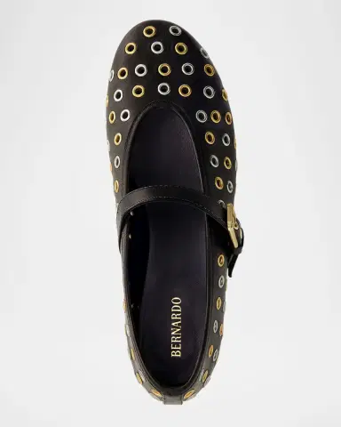 Bernardo Leather Grommet Mary Jane Ballerina Flats | Thumbnail 2 Bernardo Leather Grommet Mary Jane Ballerina Flats | Thumbnail 2