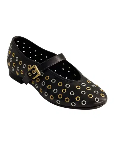 Bernardo Leather Grommet Mary Jane Ballerina Flats | Thumbnail 1 Bernardo Leather Grommet Mary Jane Ballerina Flats | Thumbnail 1