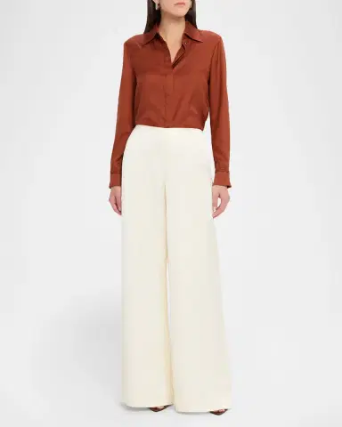 Ralph Lauren Collection Daria Washed Satin Wide-Leg Pants | Thumbnail 2 Ralph Lauren Collection Daria Washed Satin Wide-Leg Pants | Thumbnail 2