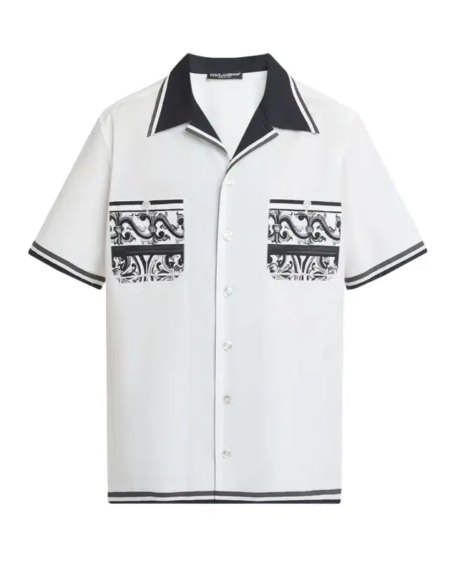 Men 's Cotton Majolica Double-Pocket Camp Shirt Men 's Cotton Majolica Double-Pocket Camp Shirt