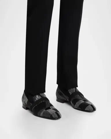 Christian Louboutin Men's Dandydecotracks Sequin Red-Sole Loafers | Thumbnail 2 Christian Louboutin Men's Dandydecotracks Sequin Red-Sole Loafers | Thumbnail 2