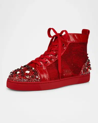 Christian Louboutin Men's Supertracks Sequin Multi-Spike High-Top Sneakers | Thumbnail 2 Christian Louboutin Men's Supertracks Sequin Multi-Spike High-Top Sneakers | Thumbnail 2