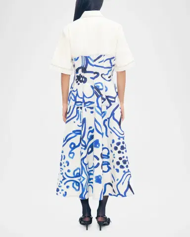 LOVEBIRDS Atom Abstract-Print Cotton Midi Shirtdress | Thumbnail 3 LOVEBIRDS Atom Abstract-Print Cotton Midi Shirtdress | Thumbnail 3