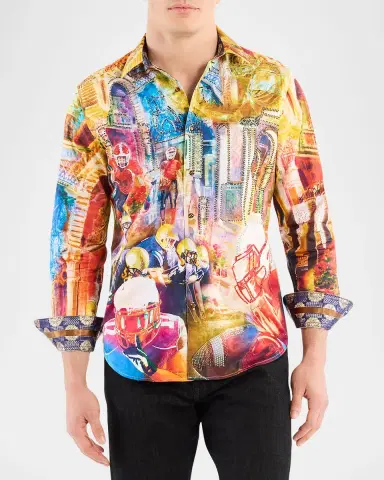 Robert Graham Men's Multicolor Crystal Football Sport Shirt | Thumbnail 3 Robert Graham Men's Multicolor Crystal Football Sport Shirt | Thumbnail 3