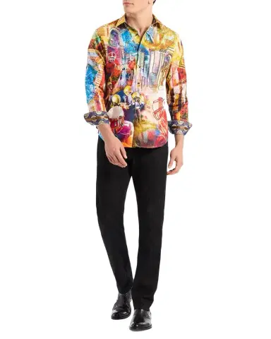 Robert Graham Men's Multicolor Crystal Football Sport Shirt | Thumbnail 1 Robert Graham Men's Multicolor Crystal Football Sport Shirt | Thumbnail 1