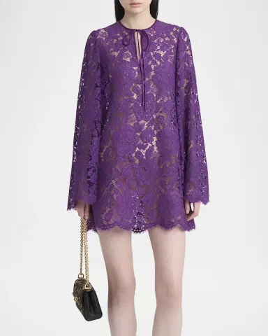 Dolce & Gabbana Lace Long-Sleeve Mini Dress | Thumbnail 2 Dolce & Gabbana Lace Long-Sleeve Mini Dress | Thumbnail 2