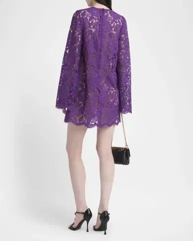 Dolce & Gabbana Lace Long-Sleeve Mini Dress | Thumbnail 3 Dolce & Gabbana Lace Long-Sleeve Mini Dress | Thumbnail 3