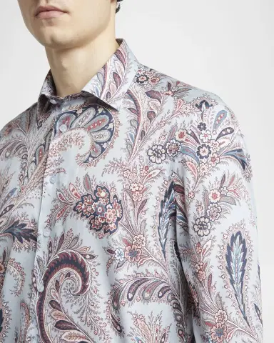 Etro Men 's Cotton Multi-Paisley Dress Shirt | Thumbnail 5 Etro Men 's Cotton Multi-Paisley Dress Shirt | Thumbnail 5
