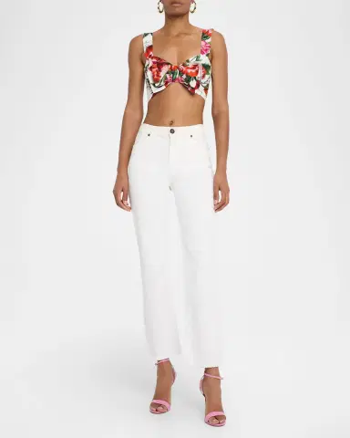 Dolce & Gabbana Anemone Lilly-Print Popeline Bow Crop Top | Thumbnail 2 Dolce & Gabbana Anemone Lilly-Print Popeline Bow Crop Top | Thumbnail 2