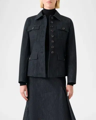 Akris Delia Cotton Denim Stretch Shirt Jacket | Thumbnail 4 Akris Delia Cotton Denim Stretch Shirt Jacket | Thumbnail 4