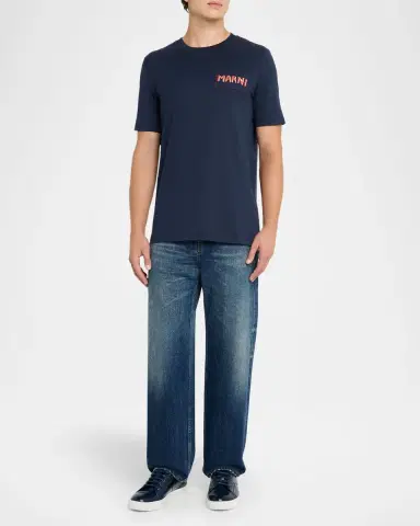Marni Men's Mending Logo Patch Crewneck T-Shirt | Thumbnail 2 Marni Men's Mending Logo Patch Crewneck T-Shirt | Thumbnail 2