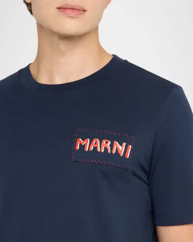 Marni Men's Mending Logo Patch Crewneck T-Shirt | Thumbnail 5 Marni Men's Mending Logo Patch Crewneck T-Shirt | Thumbnail 5