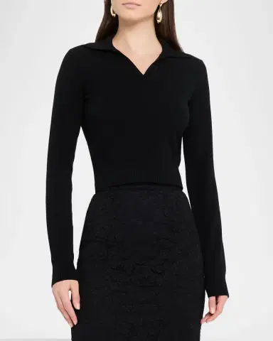 Dolce & Gabbana Cashmere Crop Henley Sweater | Thumbnail 4 Dolce & Gabbana Cashmere Crop Henley Sweater | Thumbnail 4