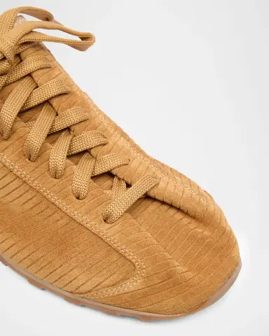 Jacquemus Men's Les Tennis Corduroy-Embossed Suede Sneakers | Thumbnail 4 Jacquemus Men's Les Tennis Corduroy-Embossed Suede Sneakers | Thumbnail 4