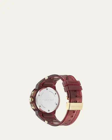 Ferragamo F-80 44mm Translucent Burgundy Bioplastic Chronograph Watch | Thumbnail 4 Ferragamo F-80 44mm Translucent Burgundy Bioplastic Chronograph Watch | Thumbnail 4