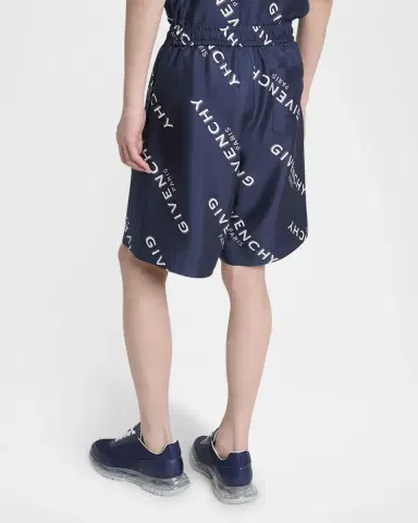 Givenchy Men 's Silk All-Over Logo Shorts | Thumbnail 2 Givenchy Men 's Silk All-Over Logo Shorts | Thumbnail 2