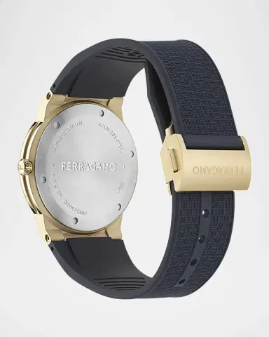 FERRAGAMO Ferragamo Sapphire Logo 41mm IP Yellow Gold Recycled PU Watch | Thumbnail 3 FERRAGAMO Ferragamo Sapphire Logo 41mm IP Yellow Gold Recycled PU Watch | Thumbnail 3