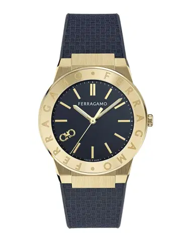FERRAGAMO Ferragamo Sapphire Logo 41mm IP Yellow Gold Recycled PU Watch | Thumbnail 1 FERRAGAMO Ferragamo Sapphire Logo 41mm IP Yellow Gold Recycled PU Watch | Thumbnail 1