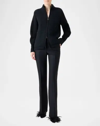 Akris Cashmere-Silk Boucle Zip Cardigan | Thumbnail 2 Akris Cashmere-Silk Boucle Zip Cardigan | Thumbnail 2