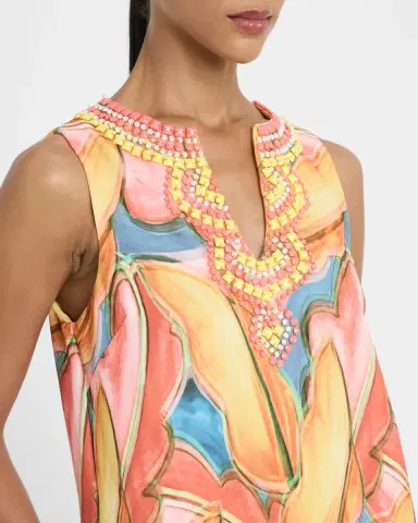 Badgley Mischka Collection Beaded Tassel-Trim Sleeveless Mini Dress | Thumbnail 5 Badgley Mischka Collection Beaded Tassel-Trim Sleeveless Mini Dress | Thumbnail 5
