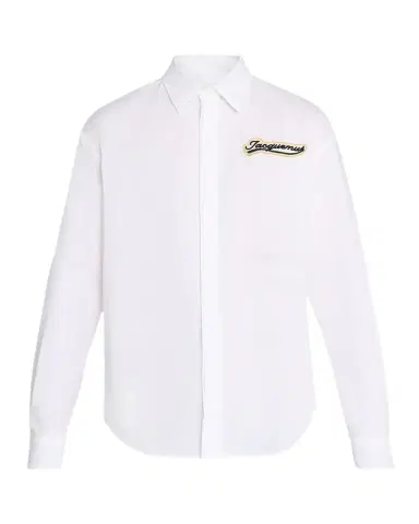 Jacquemus Men 's Simon Logo Patch Cotton Sport Shirt | Thumbnail 1 Jacquemus Men 's Simon Logo Patch Cotton Sport Shirt | Thumbnail 1