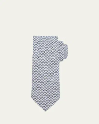 ZEGNA Men's Houndstooth Wool and Silk Tie | Thumbnail 2 ZEGNA Men's Houndstooth Wool and Silk Tie | Thumbnail 2