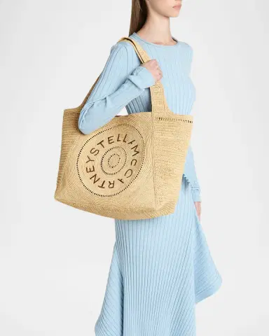 Stella McCartney Logo Crochet Raffia Tote Bag | Thumbnail 2 Stella McCartney Logo Crochet Raffia Tote Bag | Thumbnail 2