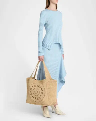 Stella McCartney Logo Crochet Raffia Tote Bag | Thumbnail 5 Stella McCartney Logo Crochet Raffia Tote Bag | Thumbnail 5
