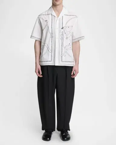 Jacquemus Men's The Jean Dog-Print Cotton Camp Shirt | Thumbnail 2 Jacquemus Men's The Jean Dog-Print Cotton Camp Shirt | Thumbnail 2