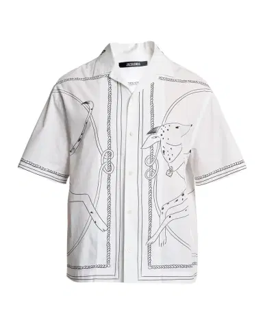 Jacquemus Men's The Jean Dog-Print Cotton Camp Shirt | Thumbnail 1 Jacquemus Men's The Jean Dog-Print Cotton Camp Shirt | Thumbnail 1